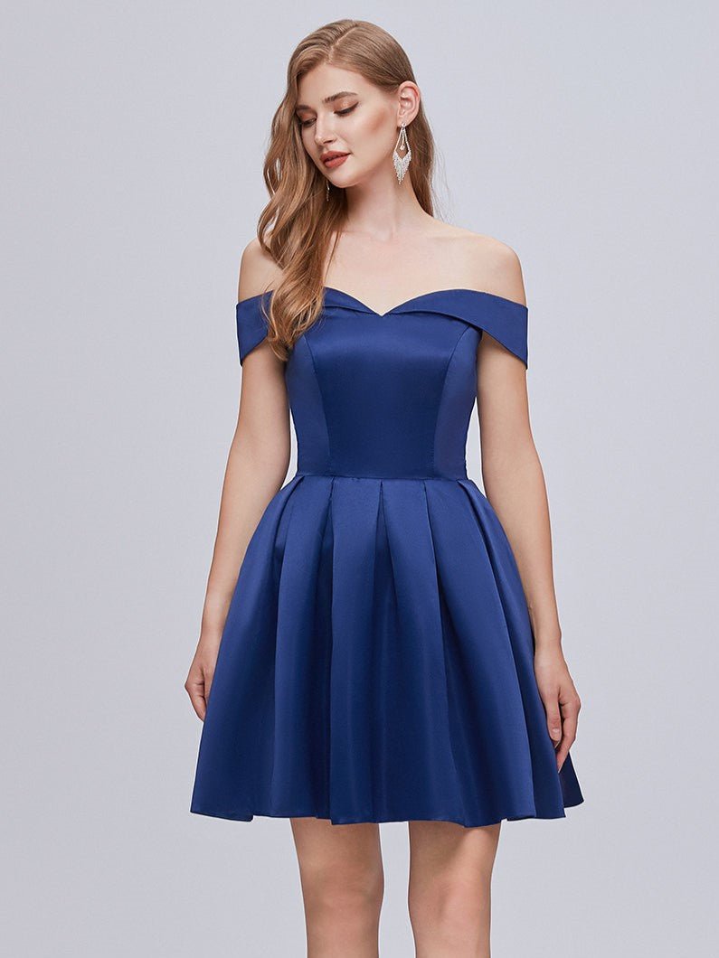 Square Neck Satin A Line Homecoming Dress