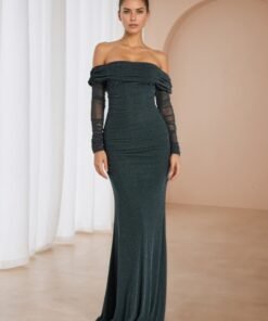 Long Sleeve Tulle A Line Prom Dress