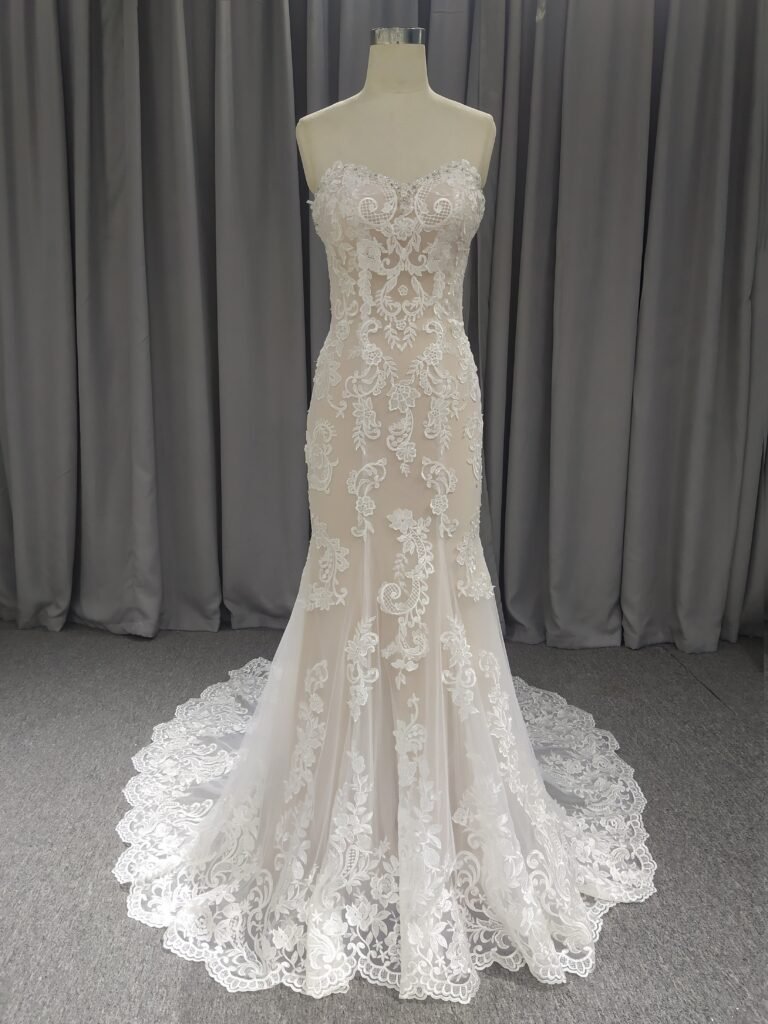 Sweetheart Neck Lace Mermaid Wedding Dress With Train C0026