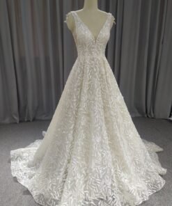 Straps Lace A-line Wedding Dress With Train C0031