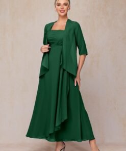 2 Pieces Ankle Length Chiffon Mother Of The Bride Dress