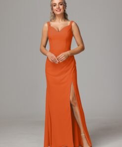 V Neck Sleeveless Chiffon Bridesmaid Dress