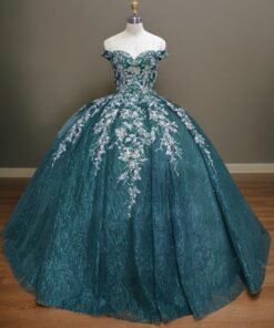 Off Shoulder Appliqued Ball Gown Quinceanera Dress