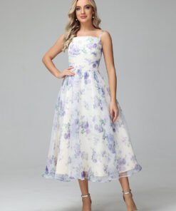 Flutter Sleeve Chiffon Wrap Wedding Guest Dress