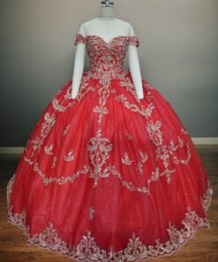 Off Shoulder Beaded Ball Gown Quinceanera Dress
