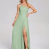 One Shoulder Side Slit Chiffon Bridesmaid Dress
