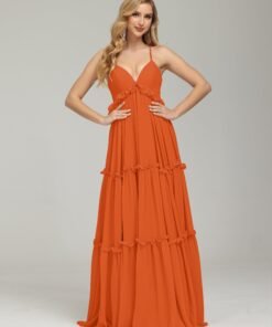 Backless V-neck Empire Waist Prom Dress