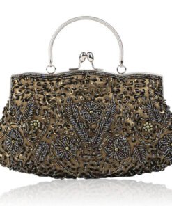 Vintage Handmade Beaded Embroidery Evening Bag - Mineral_Green