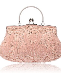 Vintage Handmade Beaded Embroidery Evening Bag - Champagne