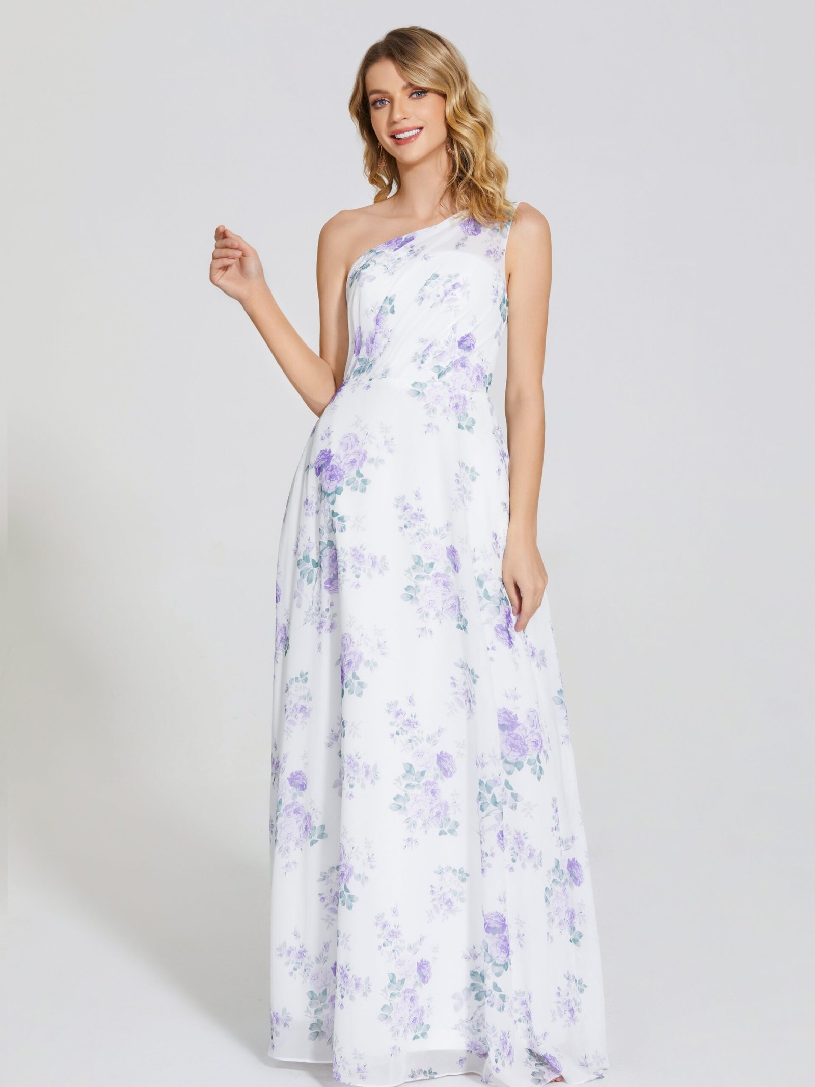 One Shoulder Pleated Satin Wedding Guest Dress