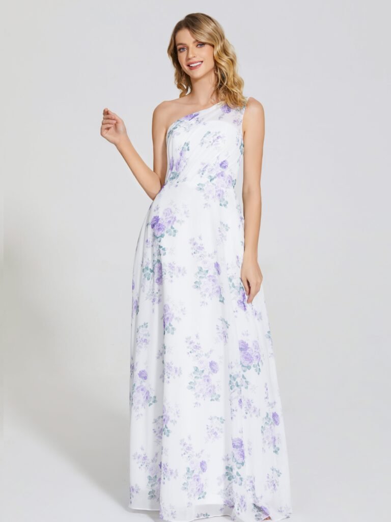 Daleyza One-Shoulder Floral Print Bridesmaid Dress